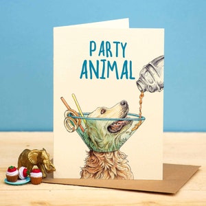 Party Animal Card - Dog Birthday Card - Cocktail Card - Funny Dog Card