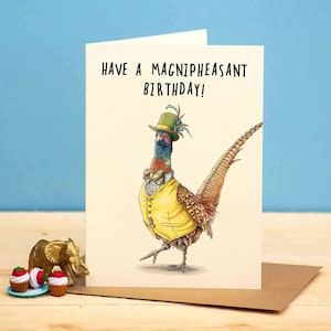 Magnipheasant Birthday Card - Pheasant Birthday Card - Farmer Birthday Card