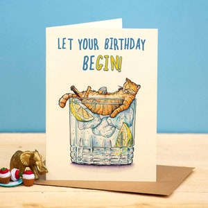 Birthday BeGIN Card - Cat Birthday Card - Funny Cat Card