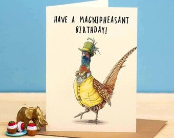 Magnipheasant Birthday Card - Pheasant Birthday Card - Farmer Birthday Card