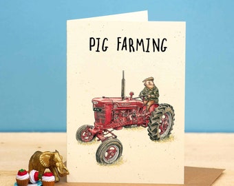 Pig Farming Card - Tractor Card - Pig Card