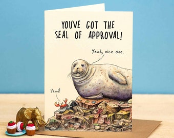 Seal of Approval - Seal Birthday Card - You Did It - Congrats Card - Animal Pun Card