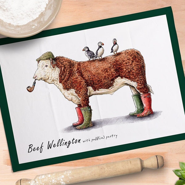 Beef Wellington Tea Towel - Funny Tea Towel - Cow Tea Towel