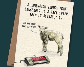 Laminator Card - Sheep Greetings Card - Funny Lamb Card - Card for A Farmer