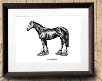 Horseshoes - Pony Wall Art - Horse Art Print - Horse Lover Decor - Horse Art For Kids