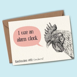 Carte Confessions de créature coq - carte de poulet - carte de poule - carte de poulet drôle