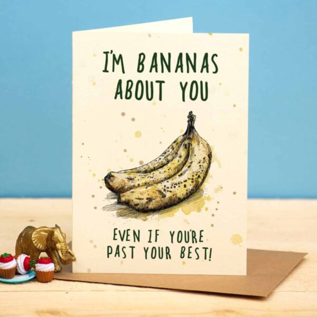 Bananas About You Card Fruit Card Funny Love Card Food Puns Card Etsy