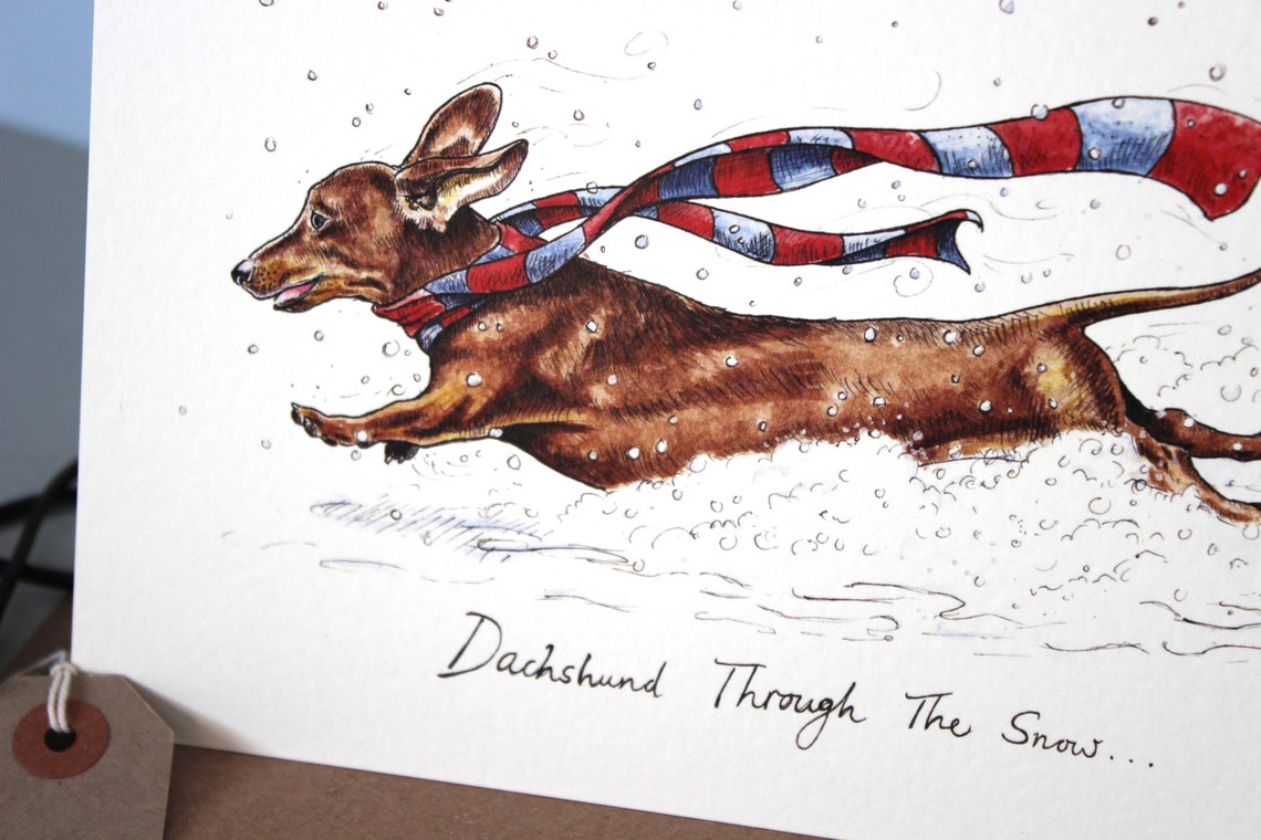 Dachshund Through the Snow Christmas Card Funny Dog Card Etsy UK