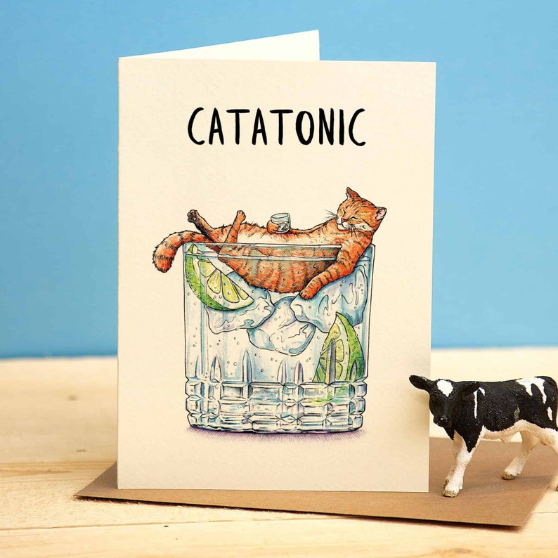 Catatonic Card Ginger Cat Card Funny Cat Card Cute Cat Card Cat Mom Card Cat Lover Card image 1