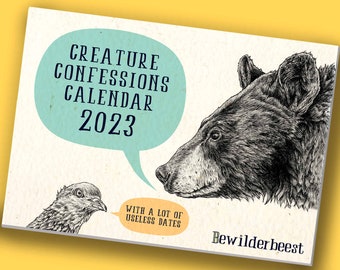 Creature Confessions Calendar 2023 - Animals Calendar - Funny Calendar - Wall Calendar 2022 - Kitchen Calendar