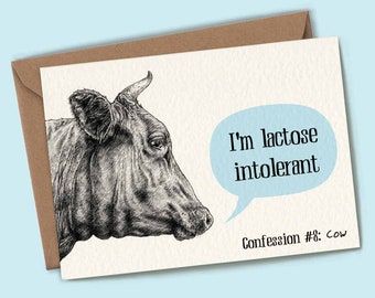 Cow Confessions Card - Cow Greeting Card - Cow Birthday Card - Farmer Card - Farm Animals Card