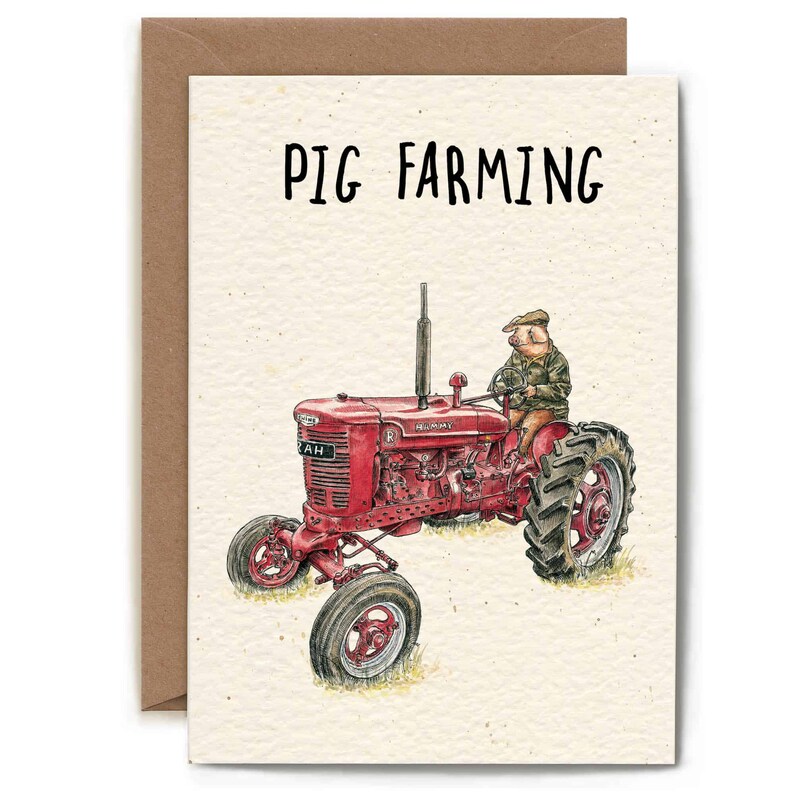 Pig Farming Card - Tractor Card - Pig Card - Etsy