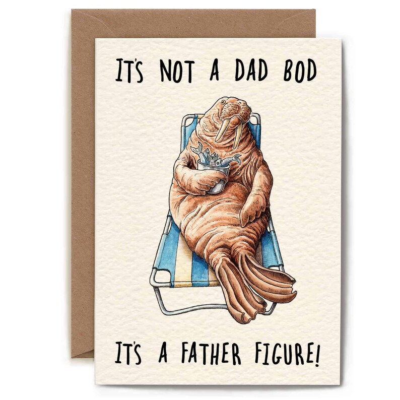 Dad Bod Card Funny Father's Day Card Dad Puns Dad Joke Card Walrus image 3