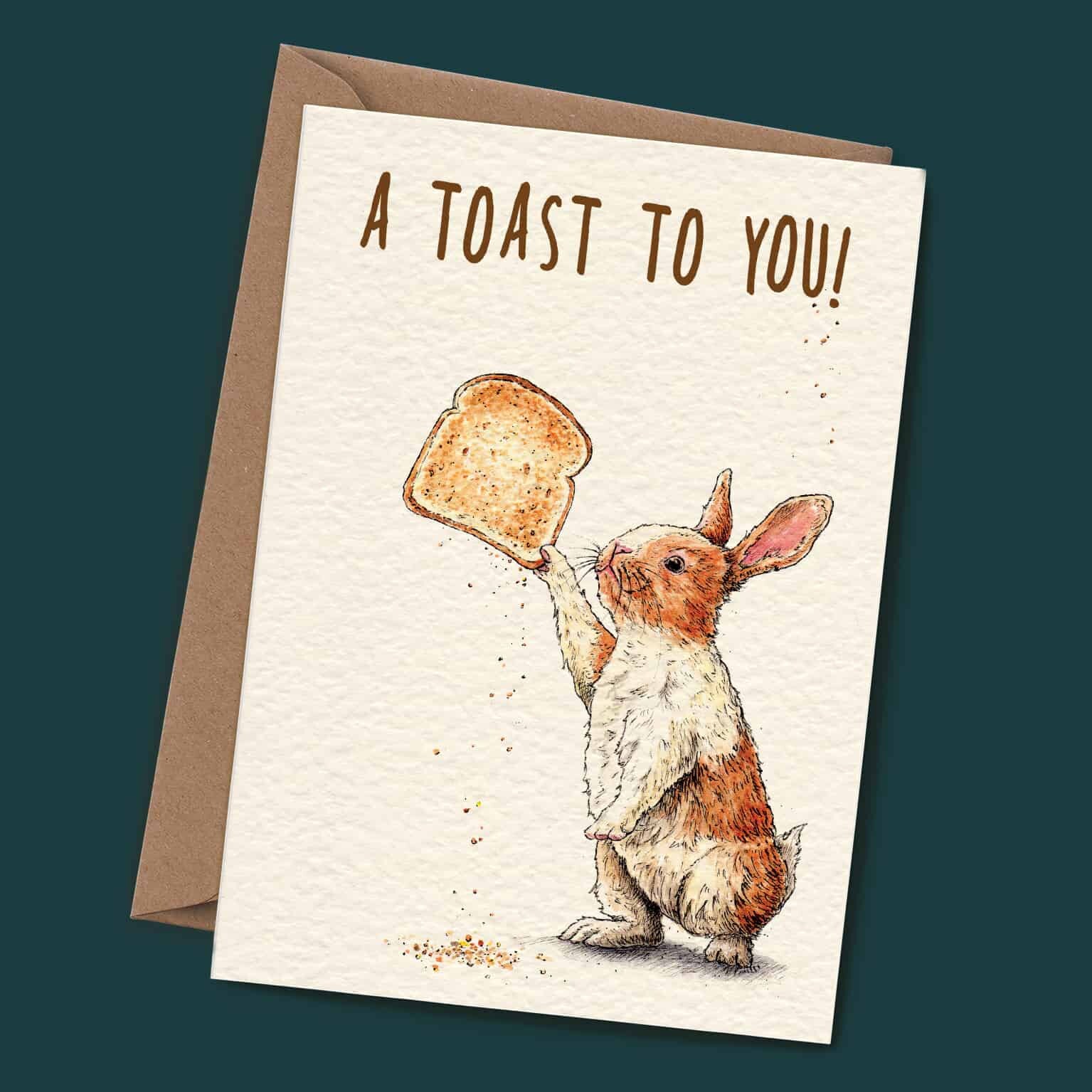 A Toast to You Card Rabbit Birthday Card Funny Pun Card | Etsy