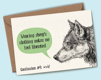 Wolf Creature Confessions Card - Wolf Card - Spirit Animal Cards - Wolf Birthday