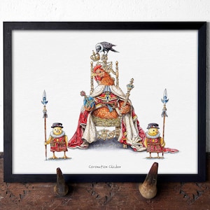 Coronation Chicken Print - Chicken Wall Art - Funny Bird Print - Funny Food Art