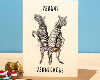 Zebra Card - Animal Birthday Card - Funny Card For Her