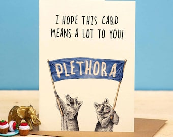 Plethora Card - Punny Card - Silly Card - Racoon Card
