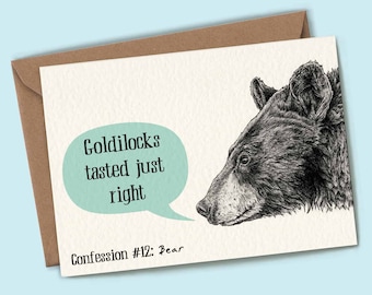 Bear Creature Confessions Card - Bear Greetings Card - Funny Bear Card