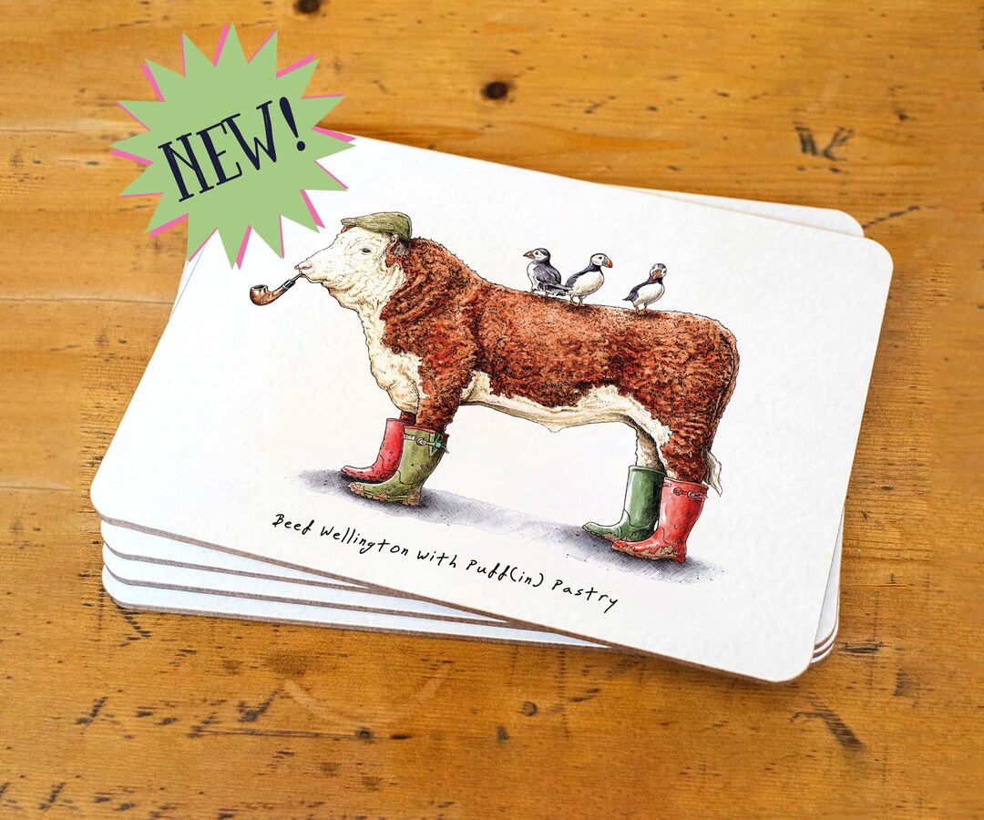 Beef Wellington Placemat set of 4 Funny Placemats Cow Kitchen Decor Etsy