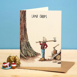 Lamb Chops Card - Sheep Card - Farm Birthday Card - Lumberjack image 1