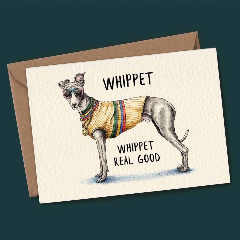 Whippet Card Whippet Whippet Greyhound 80s Birthday Card Etsy