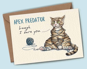 Apex Predator: Tangled - Tabby Cat - Funny Cat Card - Cat Birthday Card