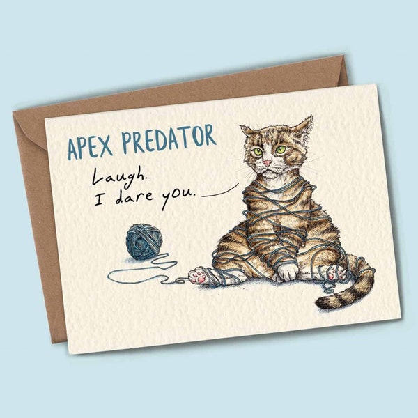 Apex Predator: Tangled - Tabby Cat - Funny Cat Card - Cat Birthday Card
