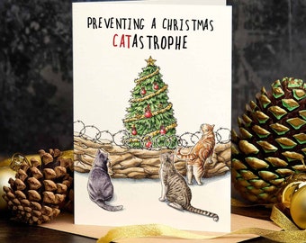 Christmas Catastrophe Card - Cat Christmas Card - Cat Holiday Card - Christmas Pun Card