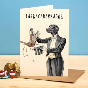 Labracadabrador - Black Labrador - Labrador Card - Black Lab Card - Lab Birthday Card - Magician image 1