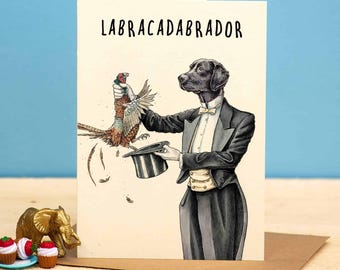 Labracadabrador - Labrador nero - Biglietto Labrador - Biglietto Labrador nero - Biglietto di compleanno Labrador - Mago