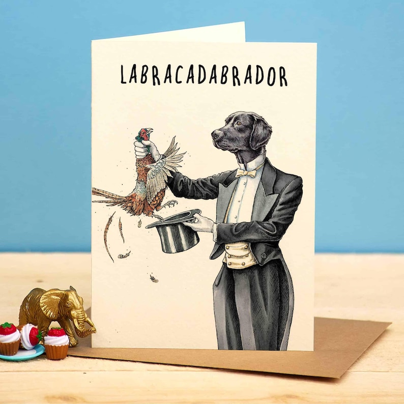 Labracadabrador - Black Labrador - Labrador Card - Black Lab Card - Lab Birthday Card - Magician image 1