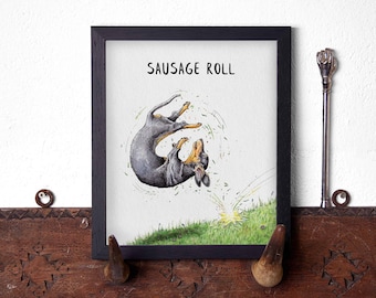 Sausage Roll Print - Dachshund Print - Dachshund Wall Art - Cute Dog Art - Sausage Dog Gift