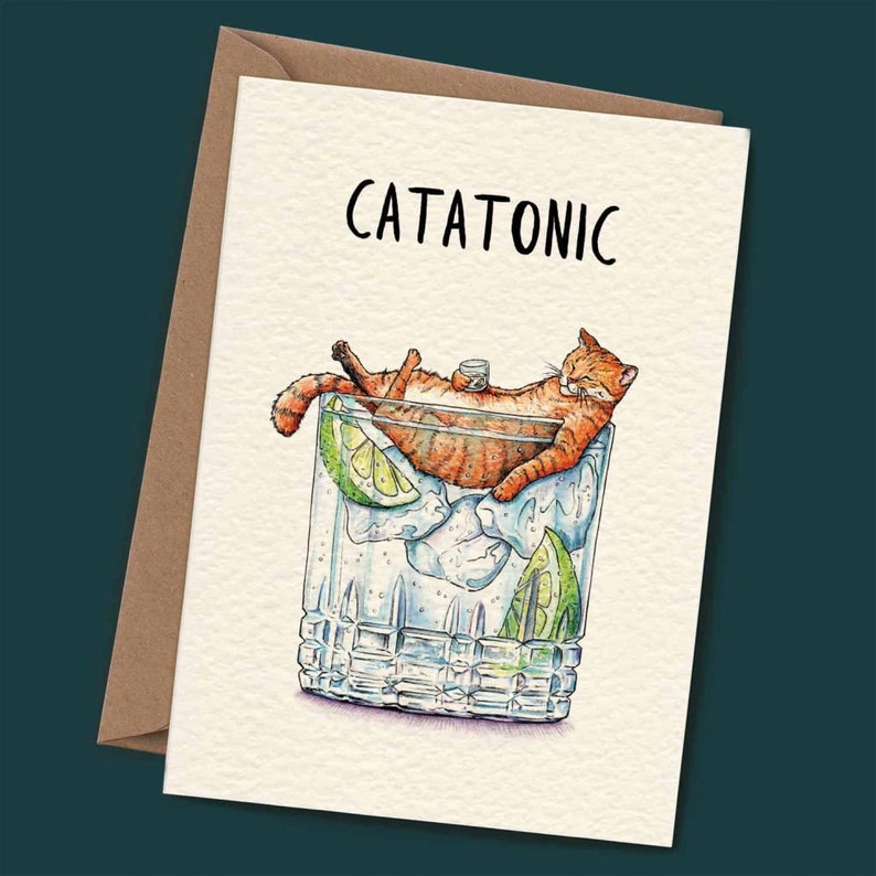 Catatonic Card Ginger Cat Card Funny Cat Card Cute Cat Card Cat Mom Card Cat Lover Card image 3