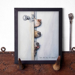 Tin Opener Dogs Print - Funny Dog Print - Dog Wall Art - Cute Dog Print - English Pointer - Terrier Art