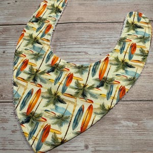 Sunset | Surf Baby Bib | Beach Baby Bib | Handmade Dribble Bib | Palm Tree Bandana Bib | Coastal Baby Gift