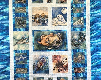 Artic Animals Handmade Throw Quilt