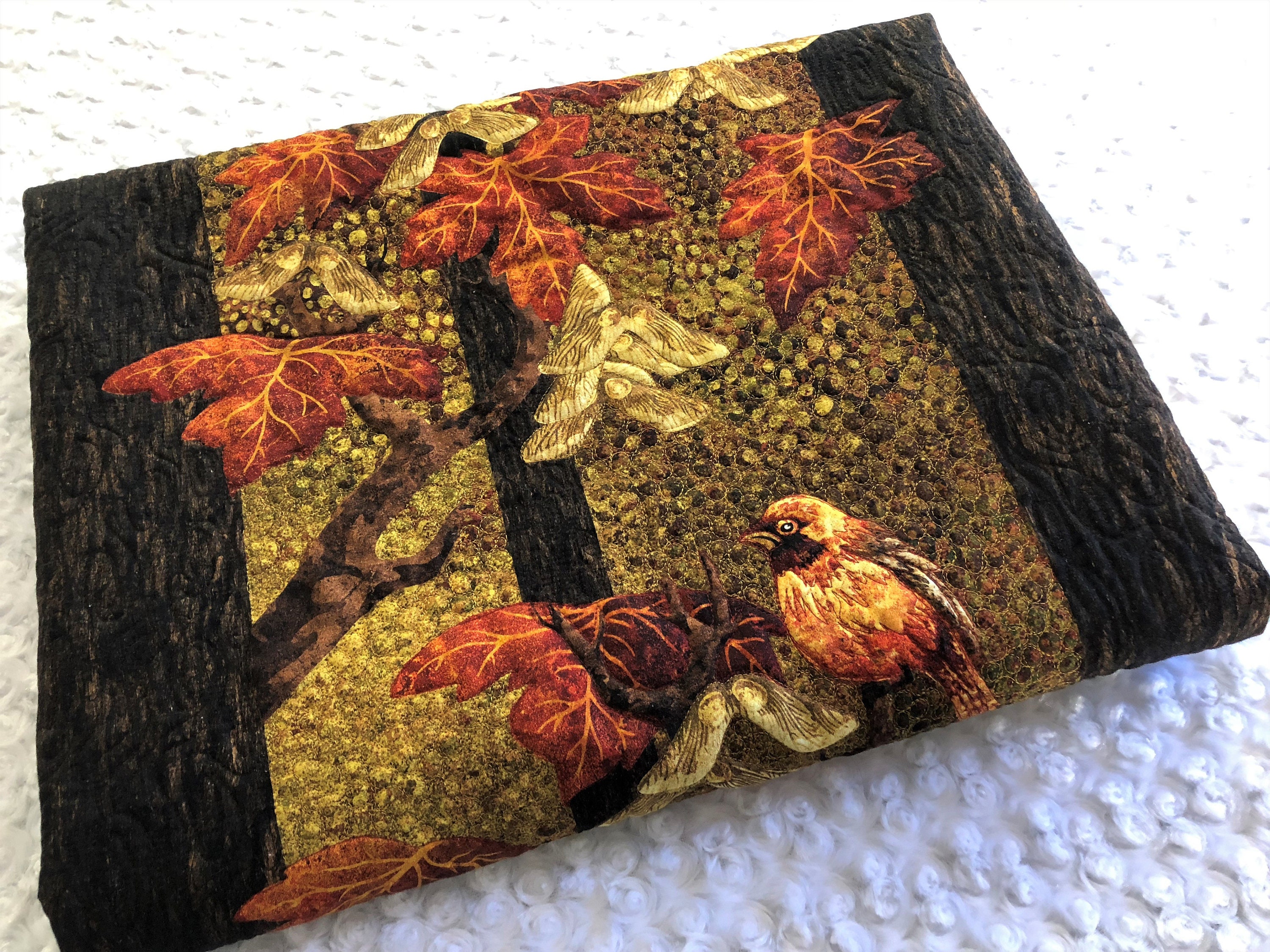 Fall Bird and Leaves Quilted Wall Hanging