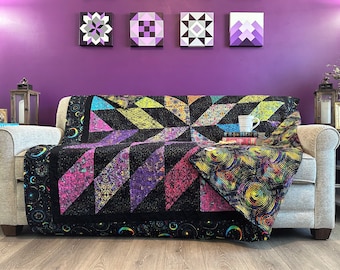 Starburst Quilt, Large Twin Size Quilt