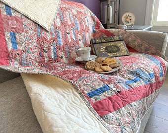Handmade Throw Quilt: 47"x62" Hometown Design