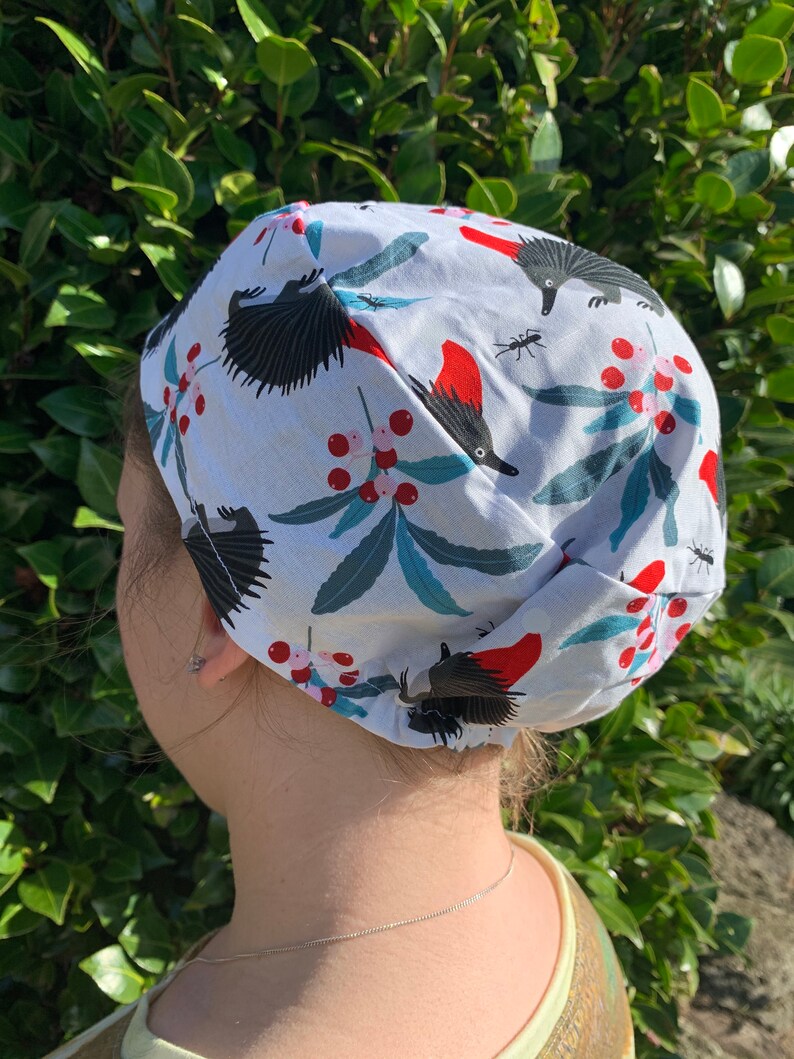 Scrub Hat Elastic Back Australian Animal Echidna Aqua Scrub Etsy