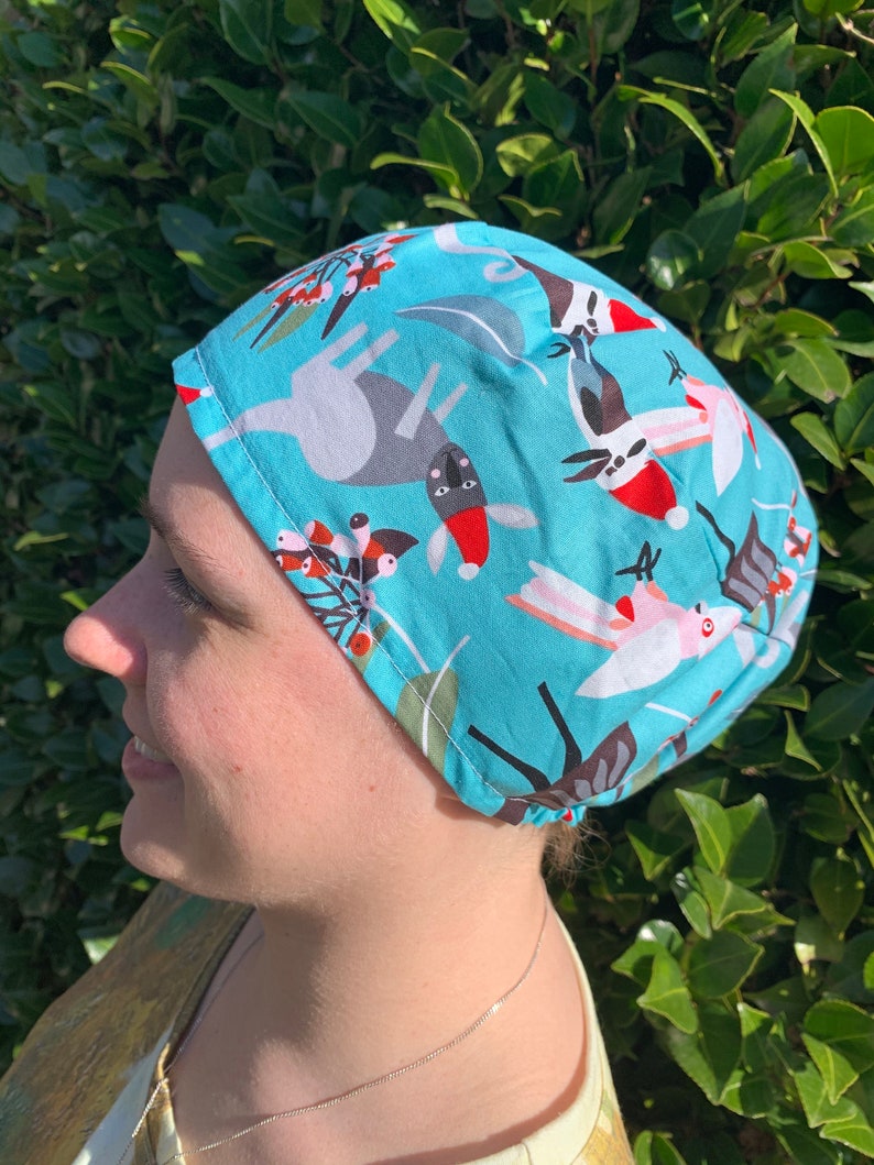 Scrub Hat Elastic Back Australian Animal Aqua Scrub Cap Doctor Etsy