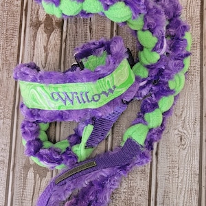 Custom Minky & Fleece Ring Lead - Embroidered Name Option-Choice of Collar Fabric, Minky and Fleece, Agility Lead, Barnhunt Lead, Martingale