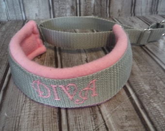 Wide French Martingale collar, Minky lined or Fleece lined, Long Martingale, Custom Wide Collar with Embroidered Name Option, Wide Webbing