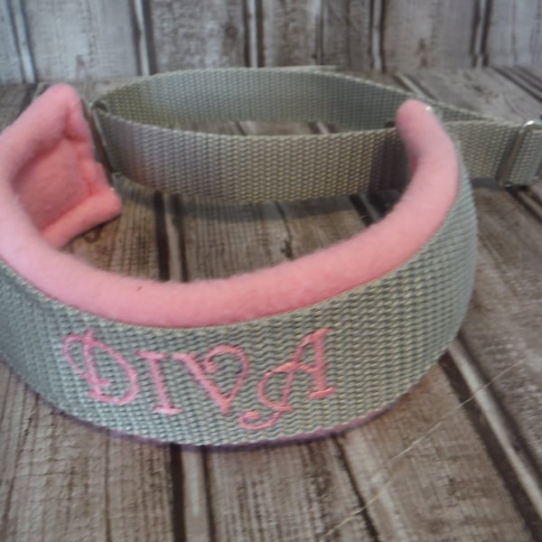 Wide French Martingale collar, Minky lined or Fleece lined, Long Martingale, Custom Wide Collar with Embroidered Name Option, Wide Webbing