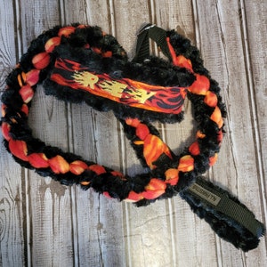 Fired Up! Ring Lead with Tug! - Agility Lead - Barn Hunt Lead - Flyball Lead - Luxurious Martingale Lead -Wide Minky Lined Lead -with Name