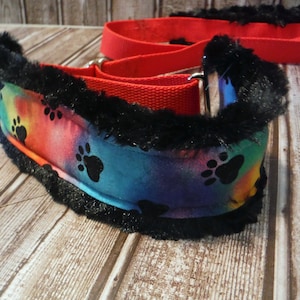 Rainbow Paw Print Martingale Slip Lead, Martingale Leash, Easy slip lead, Martingale leash, padded collar & handle. Soft and comfortable!
