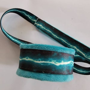 Fast Cat Quick Release Lead -White Lightening Design- Lure Coursing Lead - Sight hound sport lead -Quick Release Minky Lined W/ Name Option