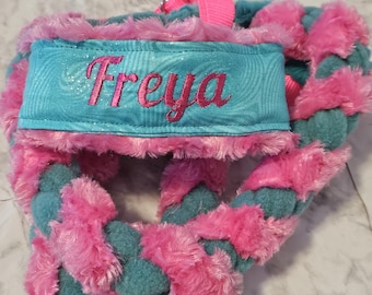 Custom Minky & Fleece Ring Lead - Embroidered Name Option-Choice of Collar Fabric, Minky and Fleece, Agility Lead, Barnhunt Lead, Martingale