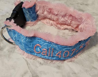 1.5&quot; Lush and plush dog collar - soft and comfortable wide dog collar - lined dog collar - fabric dog collar